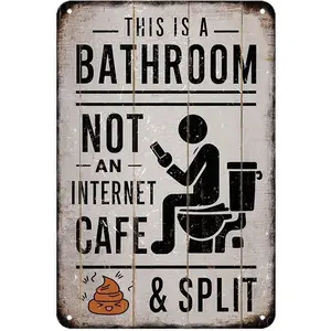 Vintage This is a Bathroom Not an Internet Cafe & Split Metal Sign Print Aesthetic Room Decoration for Home Bedroom Dorm Bathroom Wall Decor 8X12 inch