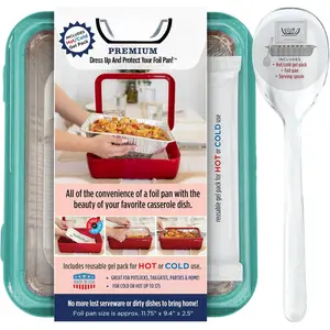 , Serving Tray for ,  the  Foil Pan Carrier, Stackable Aluminum Pan Holders, Travel Casserole Carrier, Aqua