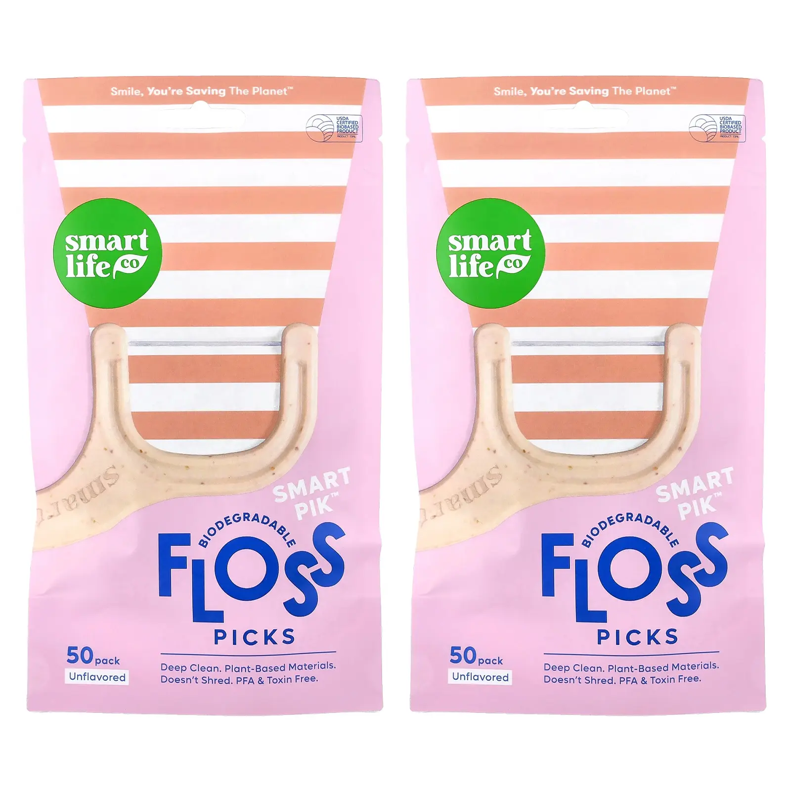 SmartLifeCo Floss Picks, Unflavored, 100 Pack