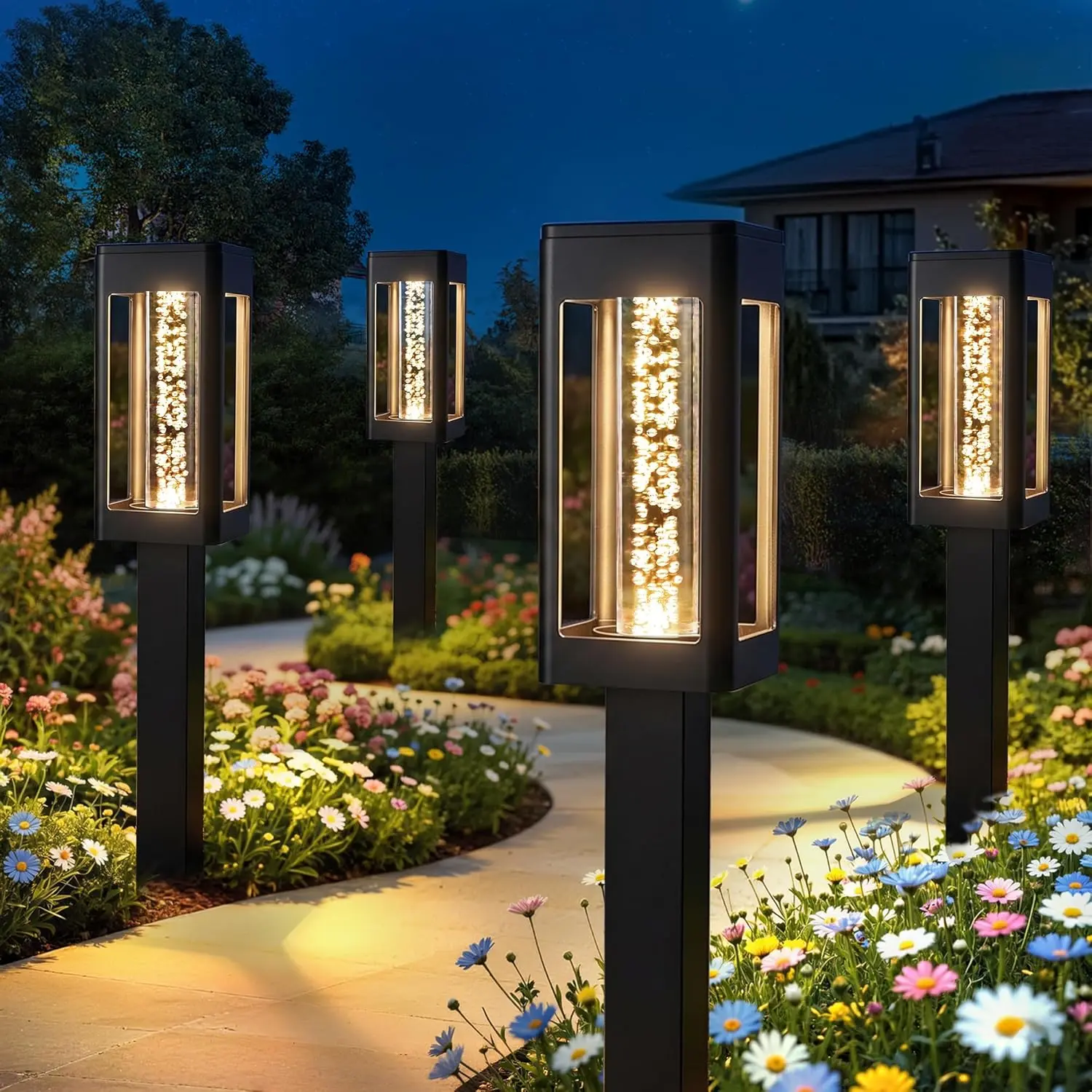 Brizled Solar Pathway Lights Outdoor, 6/12 Pack Bright Glowing Bubble LED Solar Lights Outdoor Garden Lighting, Waterproof Landscape Lighting for Outside Yard Path Lawn Walkway Driveway Decor, Warm White