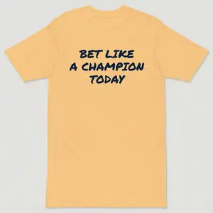 Menswear Casual Cotton Fabric Short-Sleeve T-Shirt - "Bet Like a Champion Today" Graphic Tee