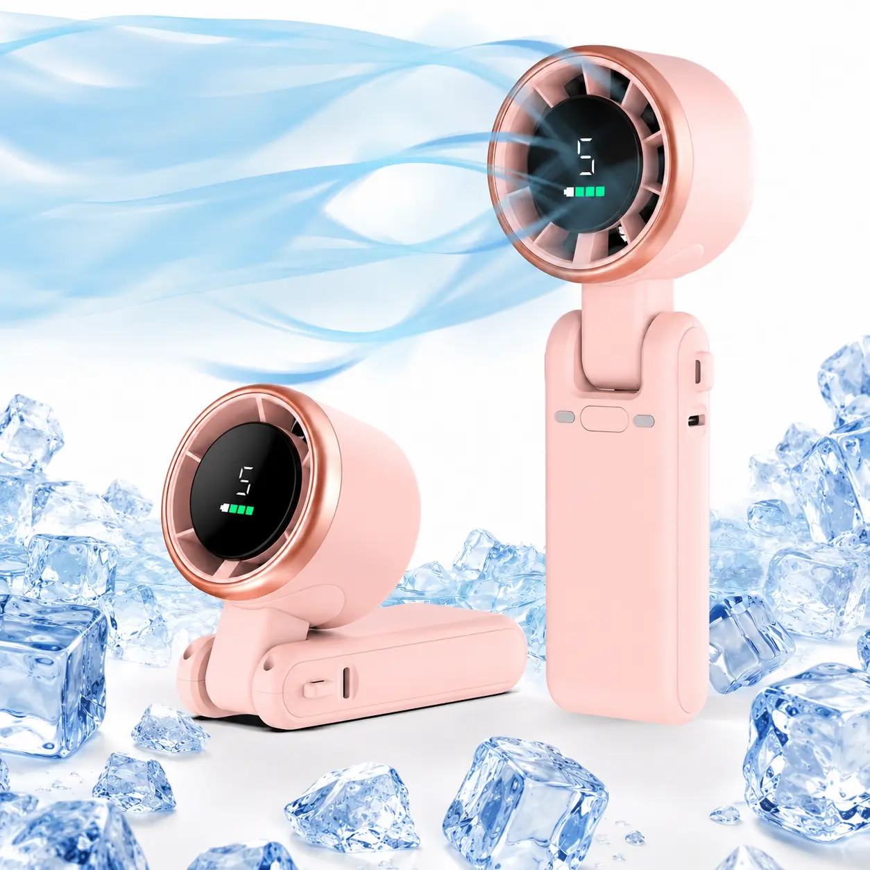 VIRAL SUMMER MUST-HAVE!Turbo Handheld Fan | 5 Speeds | LED Display | Portable Folding Fan Personal Pocket Fan 3-in-1 Foldable Fan for Travel, Camping, Outdoor | Beat the Heat NOW!