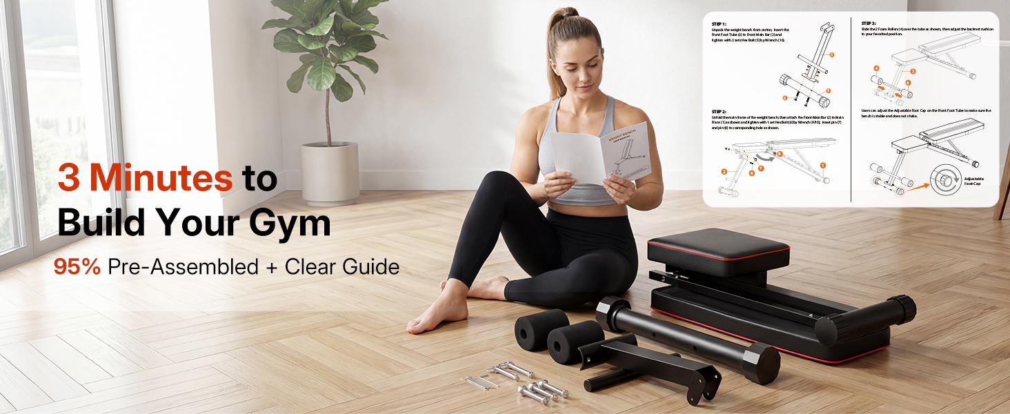 Multi-Function All in 1 Weight Bench Set - Multi-Positions Heavy Duty Weight Lifting Sit Up Bench Workout Benchs Folding Bench Press for Home Gym