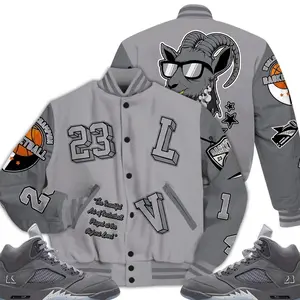 5 Wolf Grey Varsity Jacket, Retro Wolf Grey 5s Outfits, AIR Number 23 Got Em Unisex T-Shirts To Match Sneakers, Streetwear Style Urban