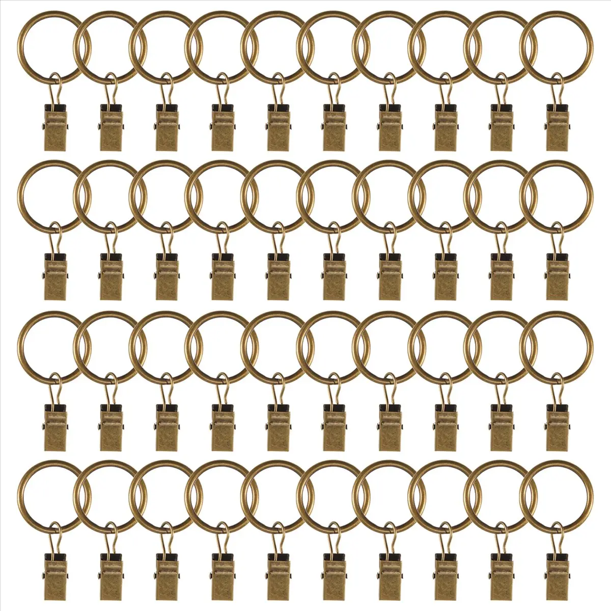 40 Pack Vintage Curtain Clips, Strong Metal Decorative Rustproof Drapery Curtain Ring with Clip Bronze Color