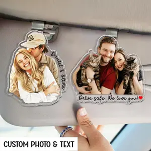 Custom Photo Couples Car Visor Clip, Valentine Gifts, Custom Drive Safe Sun Visor Picture Clip, Valentine's Day Gift For Him