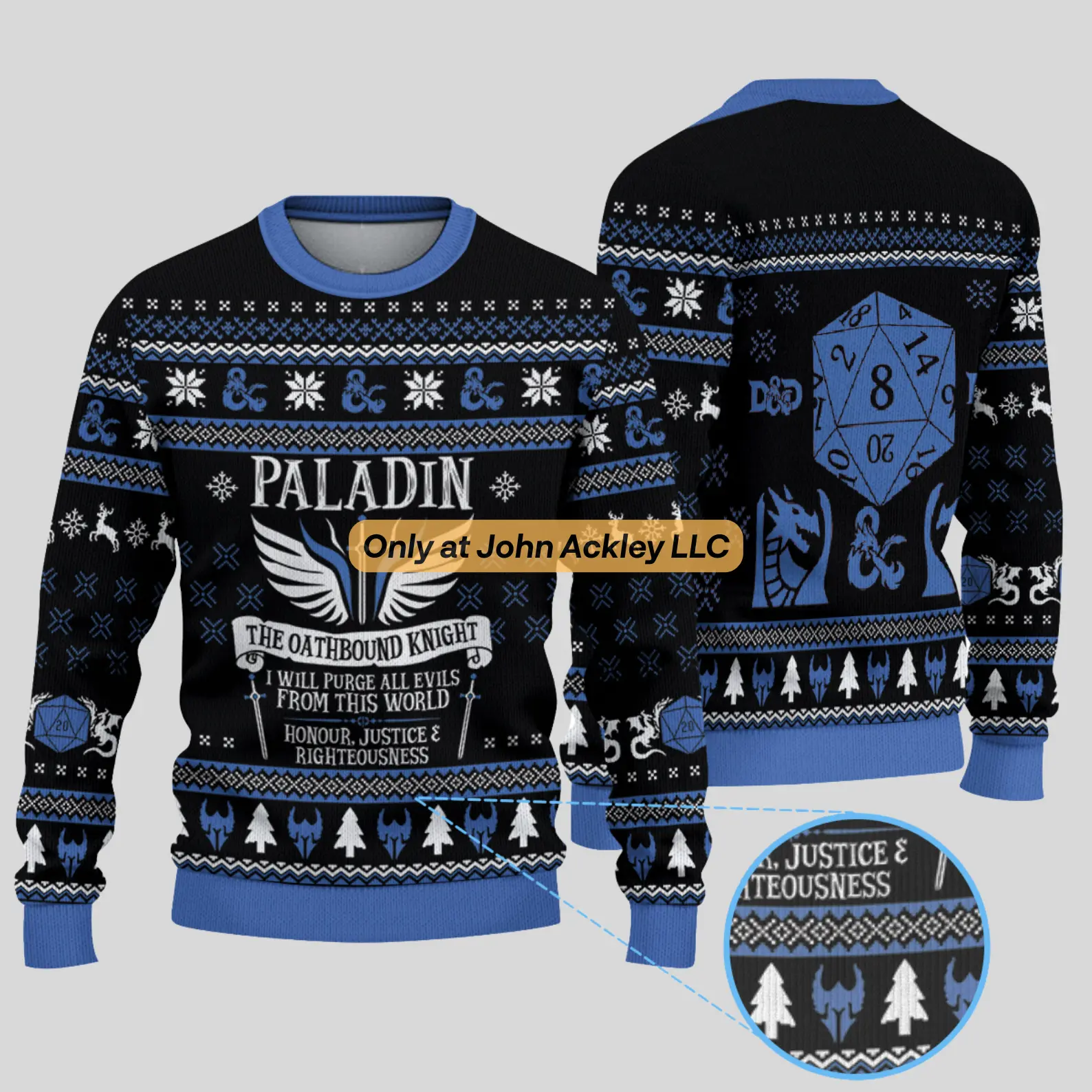 Dungeon Paladin The Oathbound Knight D&D Ugly Christmas Sweater, Dungeons And Dragons Christmas Sweatshirt, DnD Dungeons Master Xmas Sweatshirt, Xmas Gift