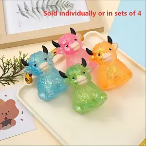Flashy Highland Cow Squeeze Toy, Soft Stress Relief Ball, Cute Sensory Squeeze Toy for Adults and Kids, Anxiety Relief, Party Gift, Desk Decor