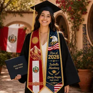 Personalized Peruvian American Graduation Stole 2026, Peru Flag Sash, Custom Name Senior Gift