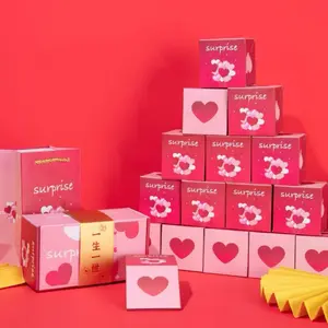 10/16/20 Bounces Surprise Gift Box Explosion Unique Folding Bouncing Red Envelope Cash Box with Confetti for Christmas Birthday Anniversary Valentine and Proposal