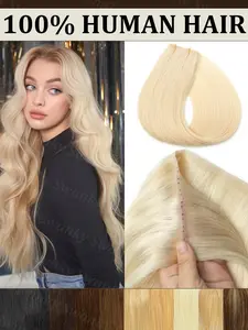 Blonde Invisible Skin Weft Inject Human Hair Extensions Straight Twin Tab Weft Hair Natural Black Brown XO Hole Weft Extensions