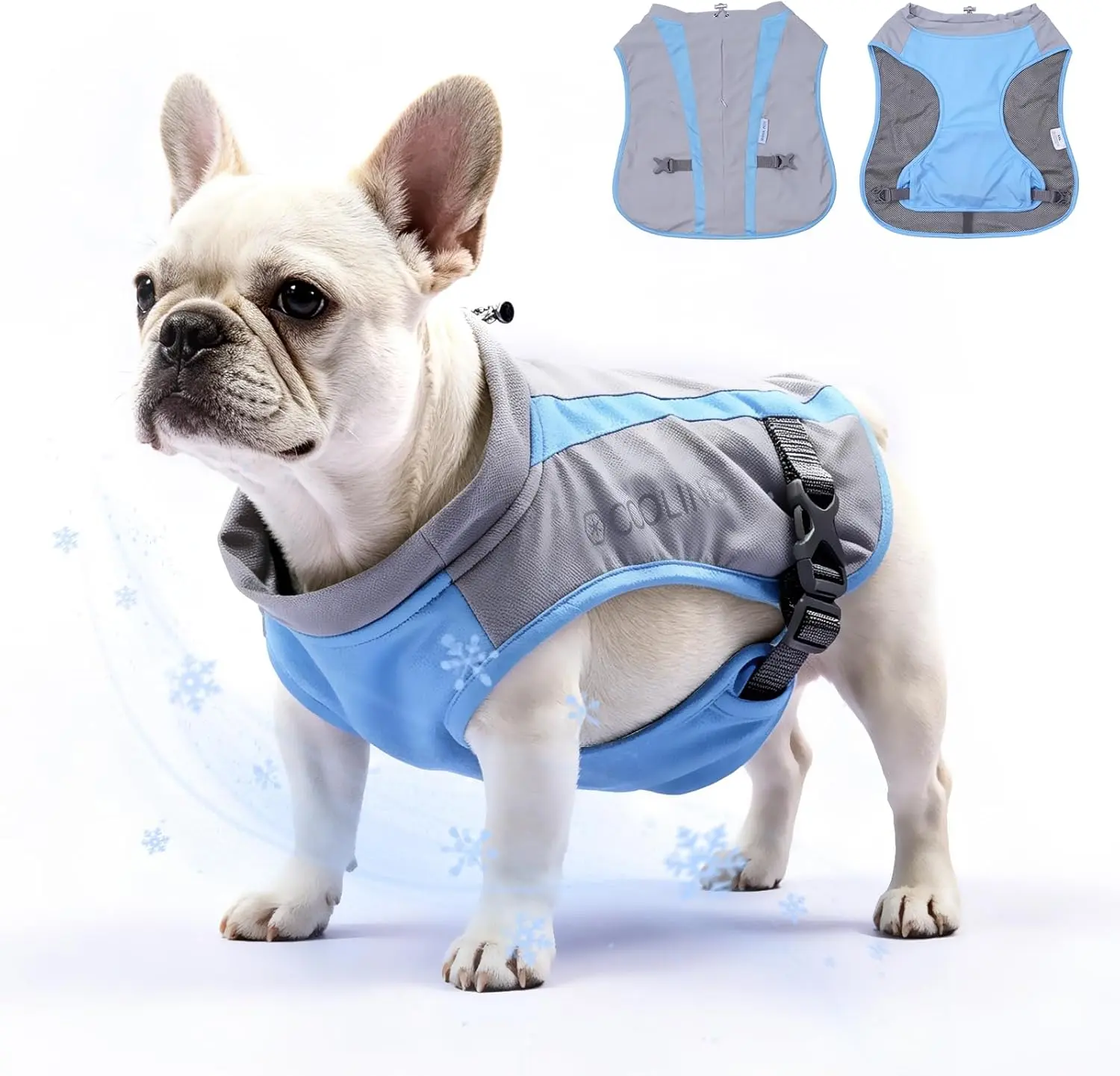 Mora Pets Dog Cooling Vest | UPF 50+ Sun Protection & Evaporative Cooler Jacket | Lightweight Breathable Dog Summer Clothes with Leash Hole for Small Medium Large Dogs - Light Gray Blue, M
