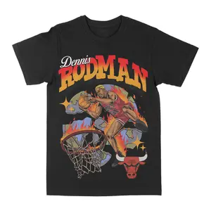 Dennis Rodman Broken Earth Graphic Tee, Y2K Rap Streetwear T-Shirt, Unisex Crew Neck, Vintage Hip-Hop Graphic, Sports Style, Casual Cotton Fit