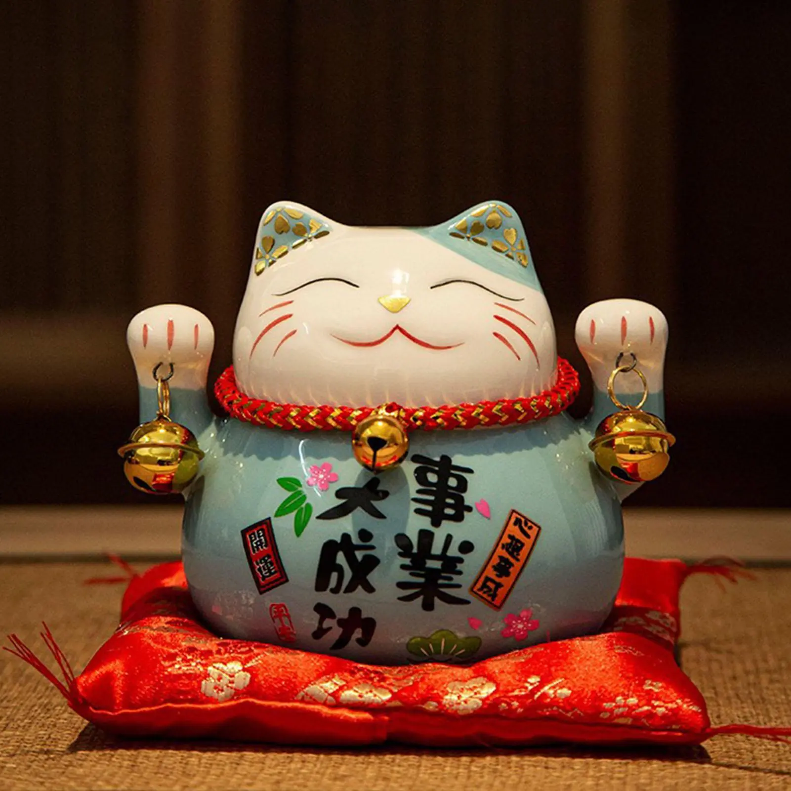 2026 New Year's Wealth Cat Ornament Blessing Message Painted Ceramic Kitten Home Decors Festival Party Gift For Family Friend