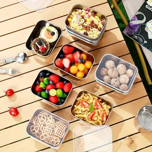 5pcs Stainless Steel Food Storage Containers, Produce Storage Containers with Flip-Top Lids - Leakproof, Airtight, Reusable, Safe for Food Contact - Perfect for Picnics, Meal Prep, Fridge Organization & Kitchen Essentials