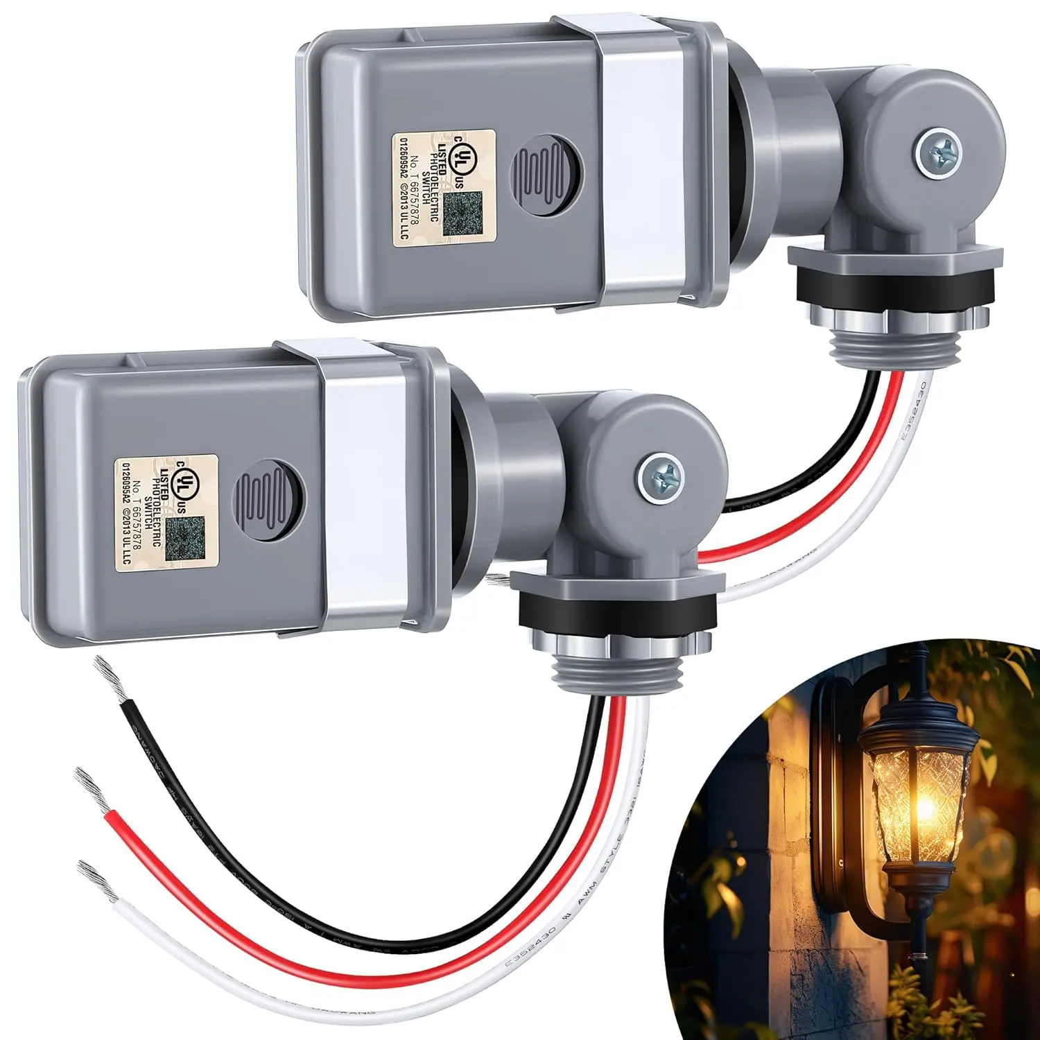 2 Pack Photocell Sensor for Outdoor Lights, 120VAC 50/60 Hz Photocell IP54 , Swivel Mount Photocells,  Sensor Photoelectric  for  Yard