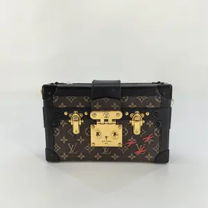 Pre-owned Louis Vuitton canvas Shoulder Bags Monogram Petite Malle Black