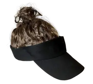 The Original Billy-Bob Man Bun Sun Visor Hat - Adjustable Cotton Visor Cap with Realistic Hair Costume Prop - Comfortable & Stylish