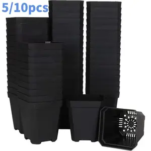 5/10pcs Square Plastic Nursery Pots, Durable Plant Containers with Drainage Holes, Ideal for Succulents, Cacti, Seedlings, Herbs