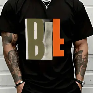 Bold "BIE" Graphic Print T-Shirt - Premium 100% Cotton Crew Neck Tee, Ultra-Soft & Breathable Urban Streetwear Top with Modern Minimalist Design, Perfect for Casual Summer Outfits and Self-Expression Gifts