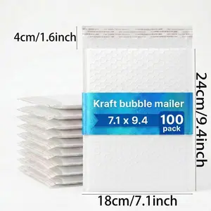 50/100 Pack 7.1x9.4 Inch White Bubble Mailers, Self-Sealing Padded Shipping Envelopes, Waterproof Tear-Proof Shockproof Bubble Bags for Jewelry, Phone Cases, Small Electronics & Daily Mailing