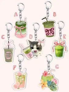 Cute Matcha Bow Drink Keychain, Coffee Bow Charm, Hamster Holding Coffee Keyring, Daily Bag Accessory, Perfect Gift for Women
