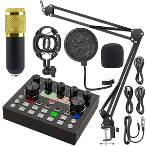 Professional Podcast Recording Equipment Set, Podcasting Tools, USB Condenser Microphone with Integrated Audio Interface, Bm800 Microphone Package, Includes V8s Voice Converter, Ideal for Streaming, Singing, and Recording on PC, Tiktok and Youtube