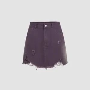 Cider [size 0-10] Denim Ripped Mid Waist Skirt SwimWeek