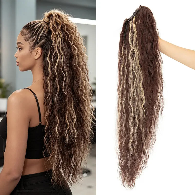 30" Ponytail Extension, Claw Clip Ponytail Extension for Women, Fluffy Thick Long Wavy Natural Looking Synthetic Hair Pieces for Daily Use