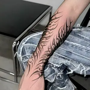 1pcs Dark Fireworks Herbal Juice Tattoo Sticker Gothic Sexy Hot Girl Fake Tattoo Male and Female Arm Waterproof Temporary Tattoo Halloween Party Gift Y2K