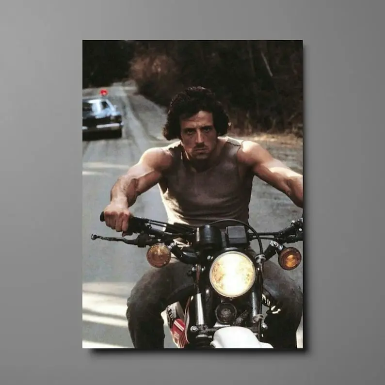 John Rambo First Blood Poster - 80s Action Movie Icon, Retro Stallone Art, Classic Movie Wall Decor, Vintage Action Film Memorabilia Photo Decorative