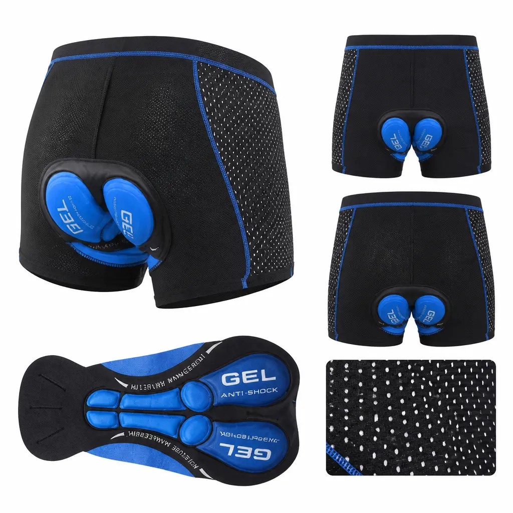 Men's 3D Gel Padded Polyester Cycling Underwear - Bikers Shorts Sportswear, Male Cool & Dry Wear, Silicone Shock Absorption, Quick-Dry Breathable Fabric for MTB, Road Biking Enhanced Comfort