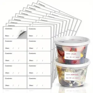 100 Waterproof Removable Freezer Labels, Adhesive Notes for Kitchen Storage, Food Containers, Jars, Clear Durable Stickers