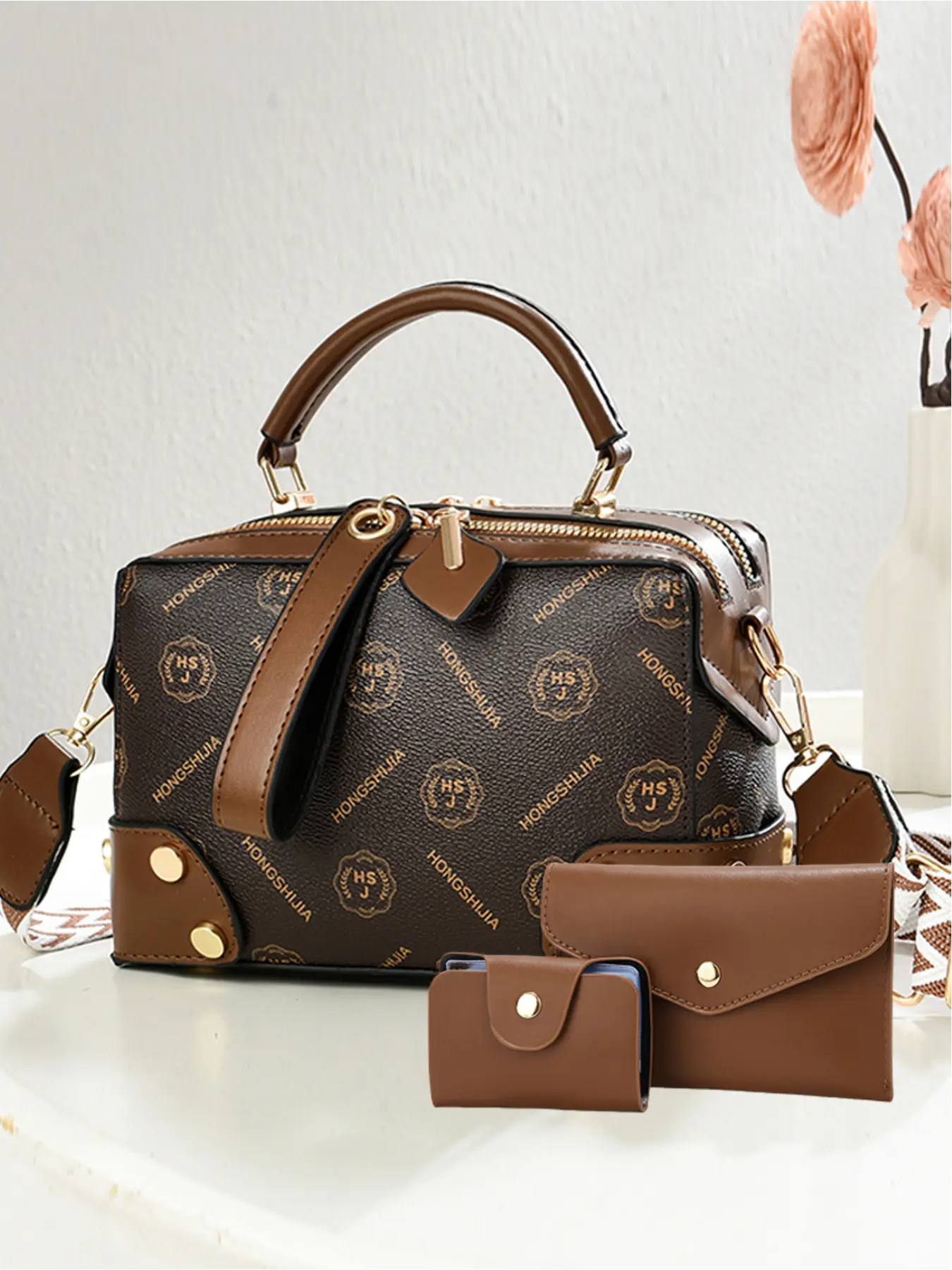 Printed zipper closure large capacity mom bag, Casual shoulder bag, daily bag for women going out, can be worn over the shoulder or cross-body, Pu Leather Handbag