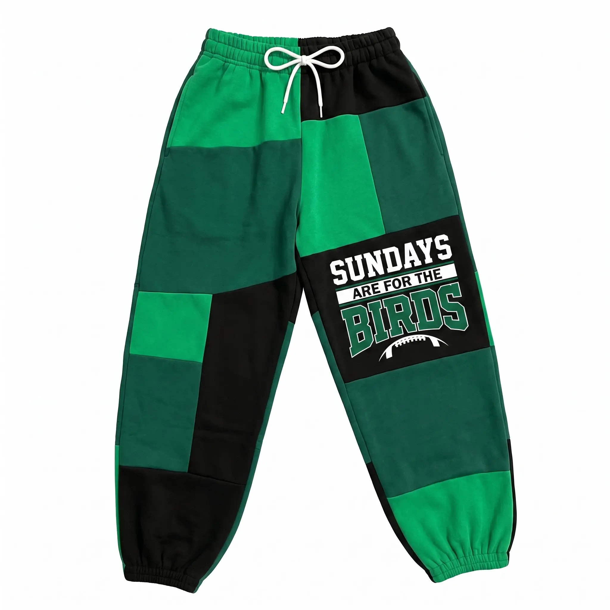Sundays Are For The Birds Sweatpants, Football Patchwork Jogger Pants, Game Day Streetwear Pants, Fall Winter Pants, For Men & Women