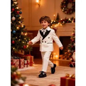 Boys' Customizable Formal Suit Set - Adjustable Waist, Exquisite Style, Kids Clothing, Suitable for Weddings & Special Occasions, No Shirt Included