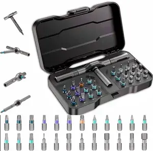 24-in-1 multi-function screwdriver set, switchable screwdriver shape, compact and portable magnetic ratchet screwdriver set, multi-function DIY repair tool set, suitable for computers, mobile phones, watches, glasses, etc., professional manual tools