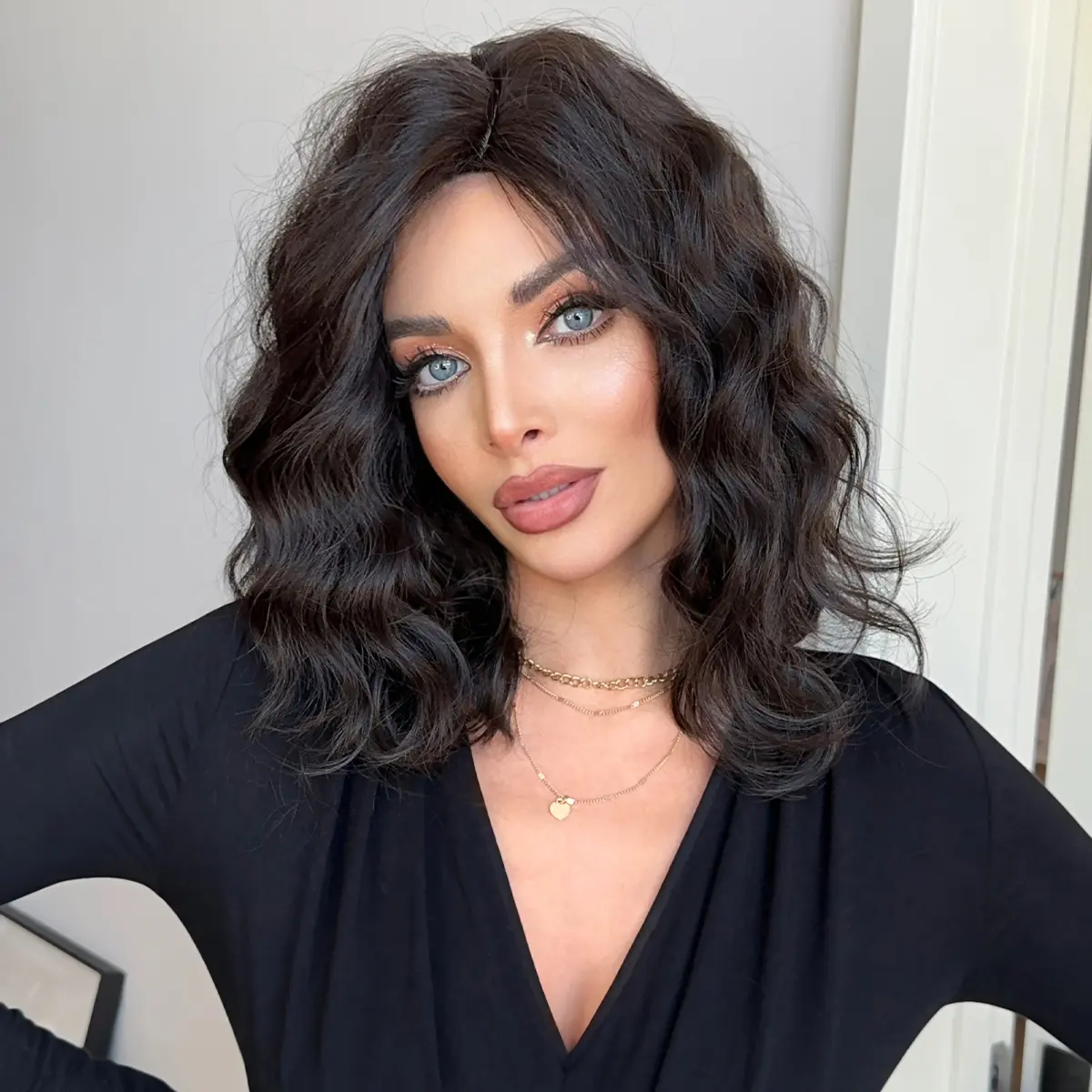 Glueless  Bob Wigs for Women Synthetic Wig 14 inch Natural Hairline Daily Wig Cosplay Party Simulation Scalp