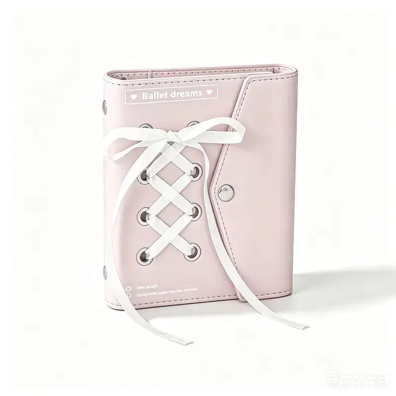 PU Leather Mini Notebook Planner - 72 Assorted Writing Pages, Back Cover Heart Cutout Pocket, Portable Aesthetic Journal for Journaling - Cute Office Stationery Gift for Students & Stationery Lovers