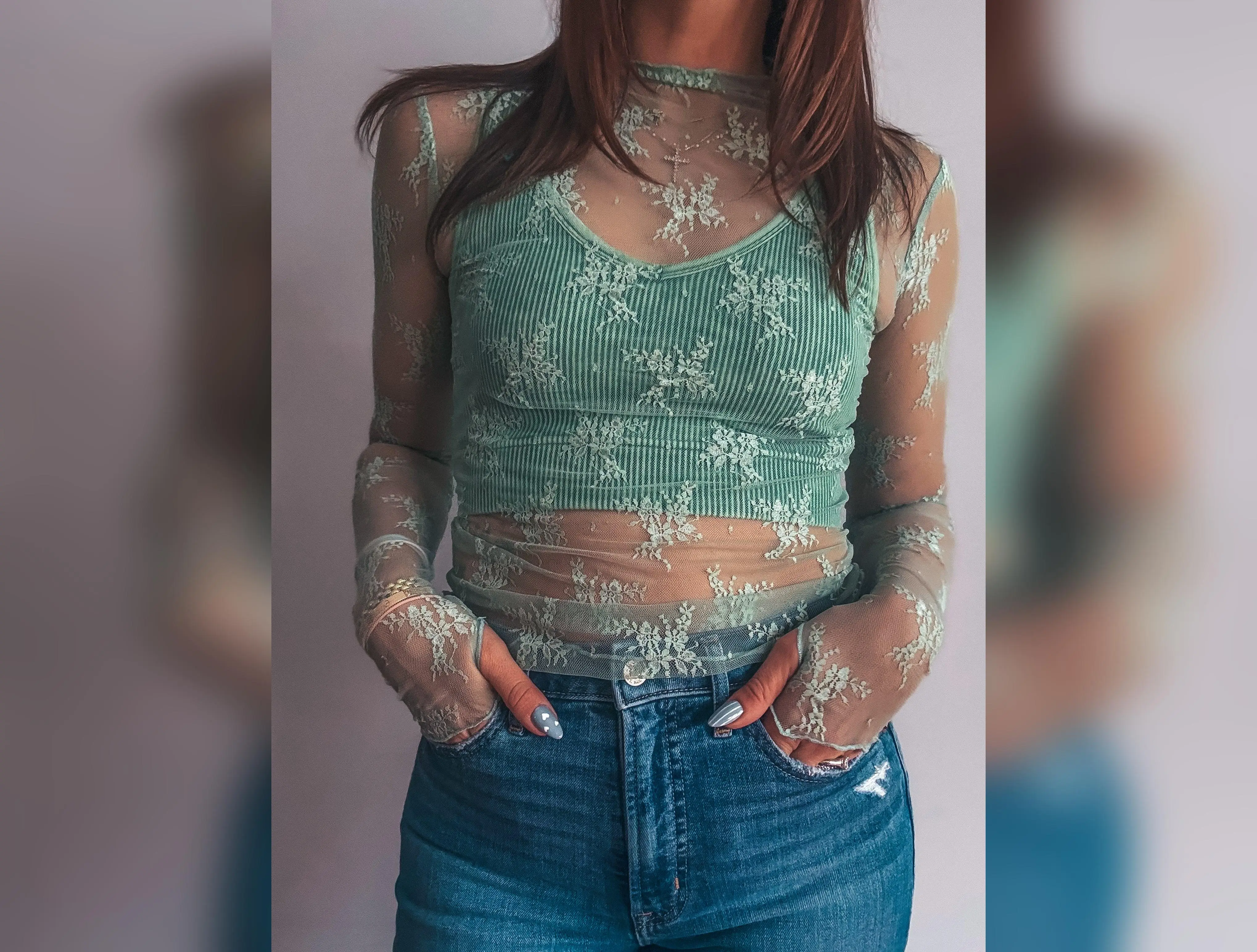 Sweet Sage Lace Top      
