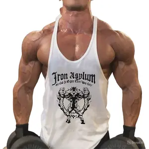 Men Tank Tops Sleeveless Y-Back Shirts Gym Stringer Bodybuilding Fitness T-Shirt