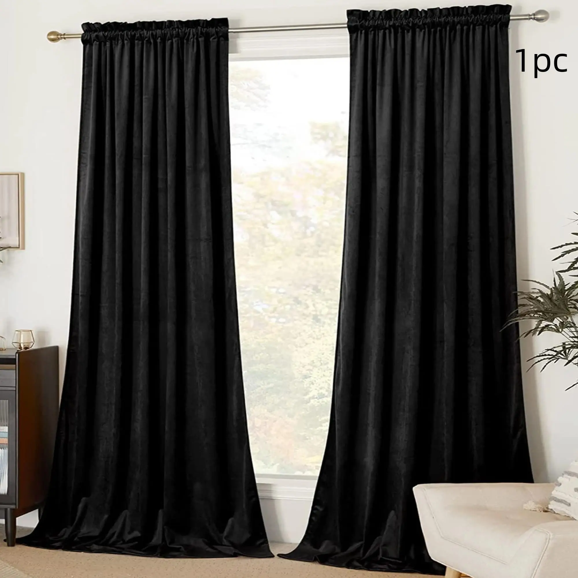 Thick Velvet Thermal Blackout Window Curtain, Thermal Insulated Curtain, Heavy Curtain Winter-Proof Light Blocking Noise Reduction Double Layer Drapes, Energy Saving for Bedroom & Living Room, Room Decor Curtain