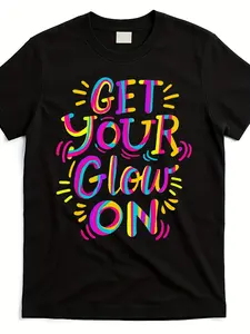 let's-crazy-costume-birthday-glowing-retro-80s-90s-t-shirtSame style for men and women  summer short-sleeved printed T-shirt pure cotton 220G, Birthday Party Outfit, Retro Costume Shirt, Graphic Tshirt, Glow In The Dark, Breathable Material