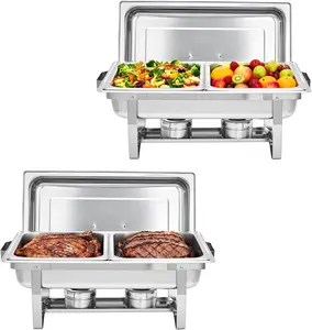 2/4/6 Pack 8 QT Stainless Steel Chafing Dish Buffet Set, Half Size Food Pans Included, Catering Food Warmers Servers for Parties Weddings Banquets Events