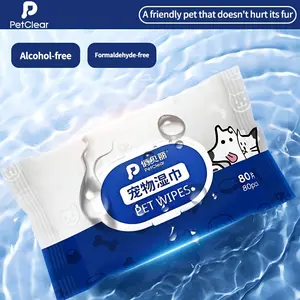 Pet Clear Pet Wipes 80 Count - Gentle Wet Wipes for Dogs & Cats, Effective Dust & Dirt Removal, Ideal for Paws, Feet, Abdomen - Keep Your Pet Fresh & Clean, Pet Grooming Essentials, Pet Wipe, Pet Grooming, Playful Pet Design, Durable Wipes