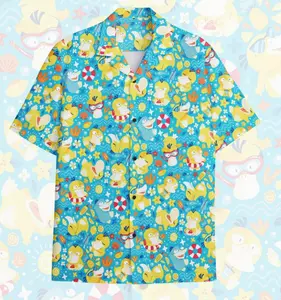 Trend Funny Duck PKM Hawaiian Shirt - Breathable, Comfortable, Short Sleeves, Halloween, Summer Vacation, Perfect Gift for Him, Papa Tropic, Beach Trips Multicolor Top