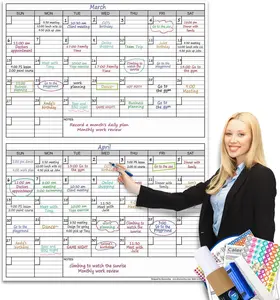 Dry Erase Two Month Laminated  Wall Calendar, 38" x 50", Huge bimonthly Vertical Laminated Erasable White Board, Giant 60 day Family Whiteboard Schedule Planner, Large Multi Month  Poster