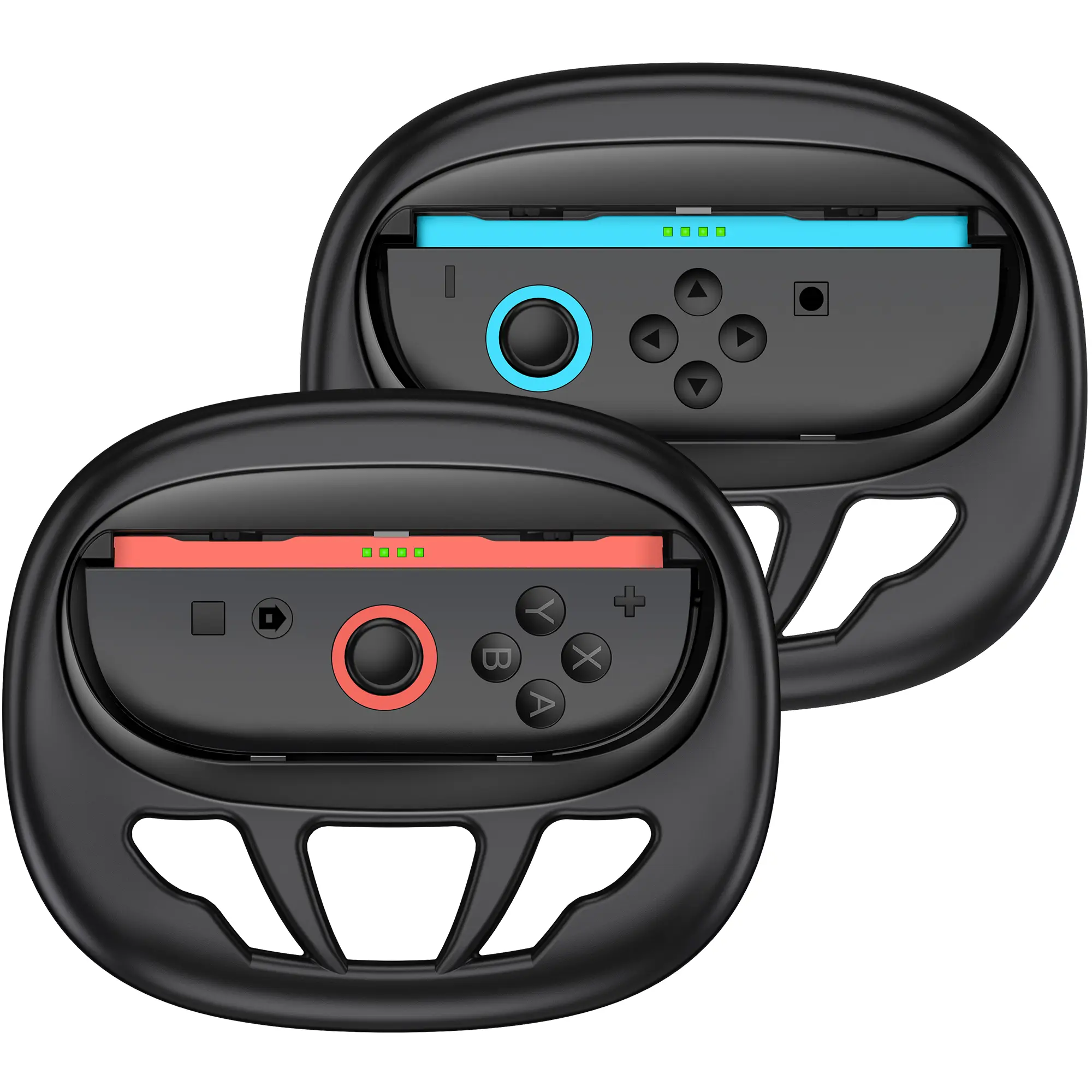 2-Pack Black Console Steering Wheels for Switch 2 Joy-Con Controllers, Switch 2025 Joy-Con Attachments, Bluetooth Racing Game Accessories with Manufacturer Warranty