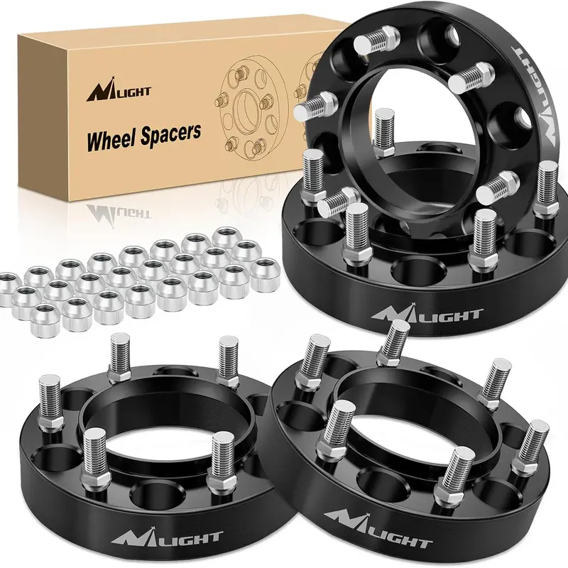 Nilight CNC Processed Aluminum Alloy Hub-Centric Wheel Spacers - 6x5.5 (6x139.7mm), 1.25in, 106mm Hub Bore, 1.25" Wheel Offset, Automotive Car Truck Tools, 1995-2023 Toyota Tacoma FJ Cruiser Fit, Clearance Fix & Aggressive Look/Corner Stability Boost