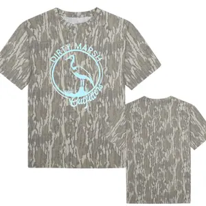 Teal Dirty Marsh Logo Short Sleeve Mossy Oak T-Shirt, Cool Bird Graphic Tee, Trendy Streetwear Tee, Style 3D Camo Mossy Oak
